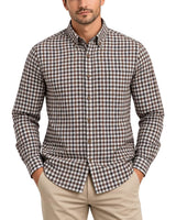 Casa Moda LS Shirt Brushed Cotton Casual Fit Brown Check Northern
