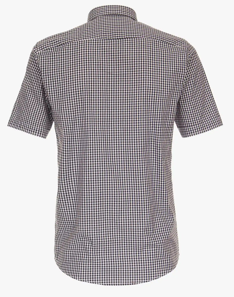 Casa Moda Men’s Short Sleeve Gingham Shirt Comfort Fit Tangerine