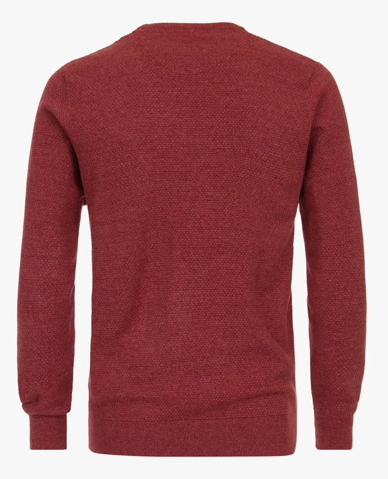 Casa Moda Men’s Casual Fit Crew Neck Sweater Mid Red Northern