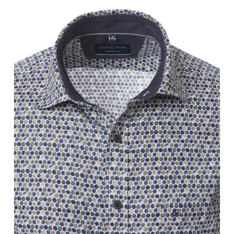 Casa Moda Mens Comfort Fit Shirt Blue Circle Print Northern Ireland