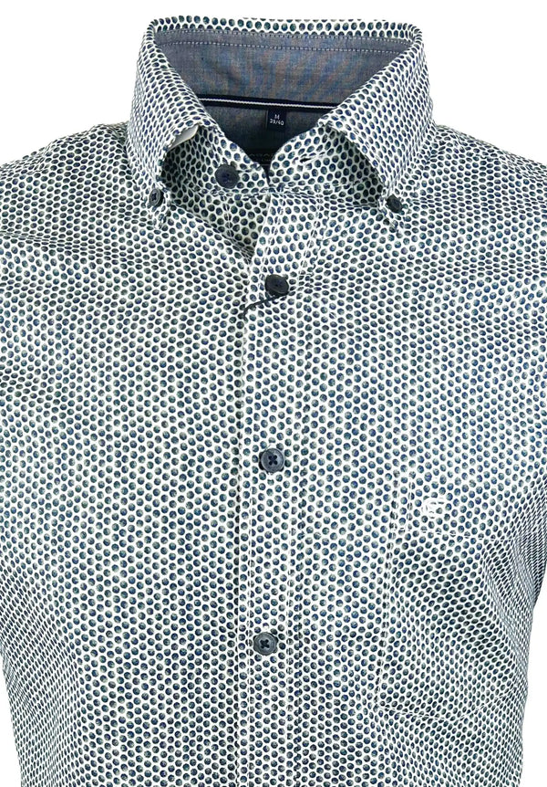 Casa Moda Mens Comfort Fit Shirt Green Milieu Circle Print Northern