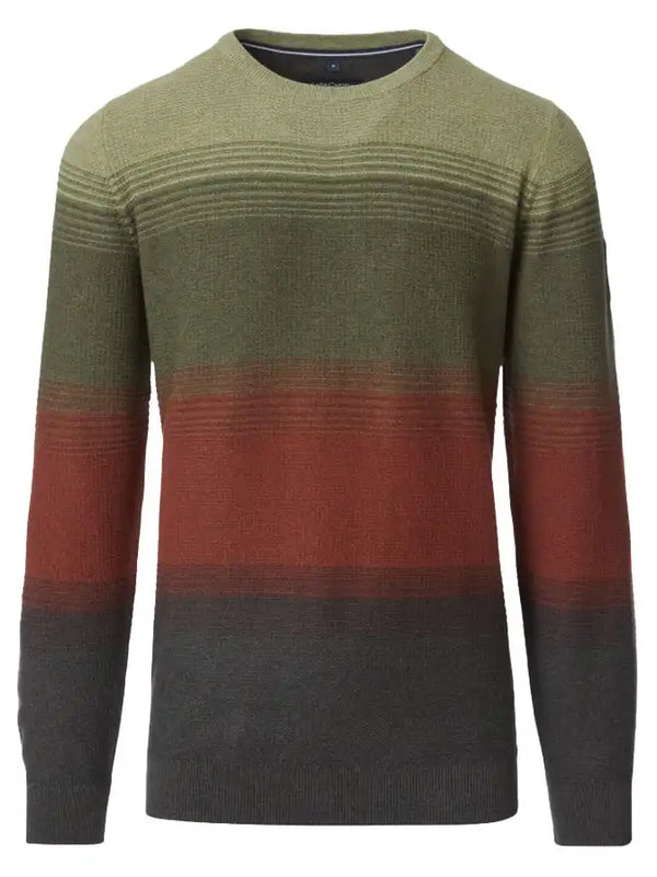 Casa Moda Mens Crew Neck Sweater Green/Orange Northern Ireland Belfast