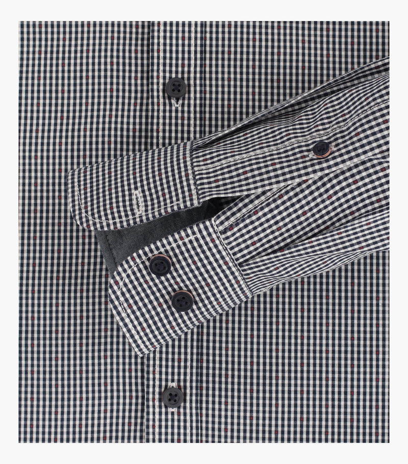 Casa Moda Men’s LS Gingham Shirt Casual Fit 434113400/101 Navy/Red