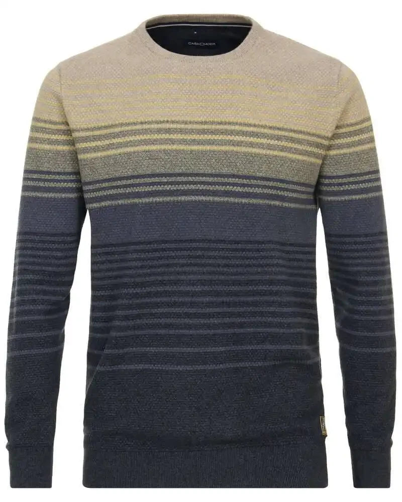 Casa Moda Men’s Patterned Crew Neck Sweater Vintage Indigo Northern