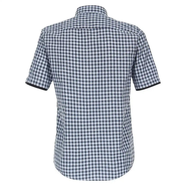 Casa Moda Men’s Short Sleeve Gingham Shirt Casual Fit Blue Northern