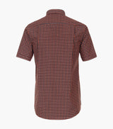 Casa Moda Men’s Short Sleeve Gingham Shirt Comfort Fit Orange