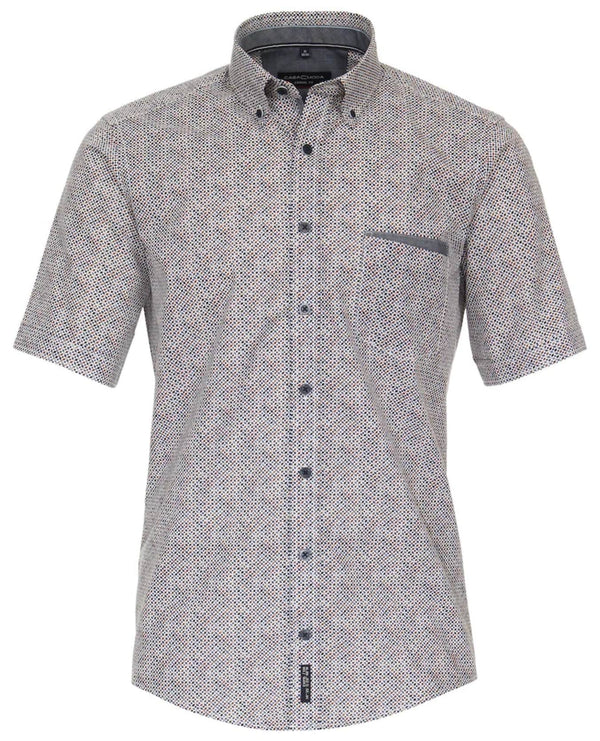 Casa Moda Men’s Short Sleeve Shirt Casual Fit Blue/Brown Northern