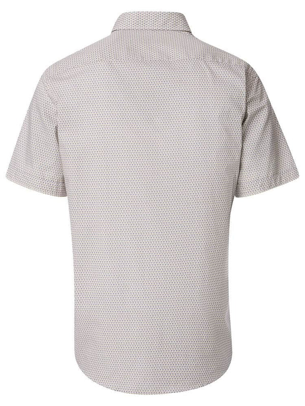 Casa Moda Mens Short Sleeve Shirt Comfort Fit Beige/Green Northern