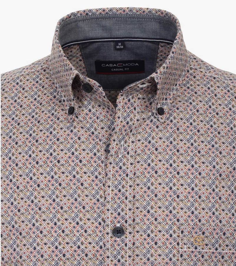 Casa Moda Men’s Short Sleeve Shirt Comfort Fit Blue Northern