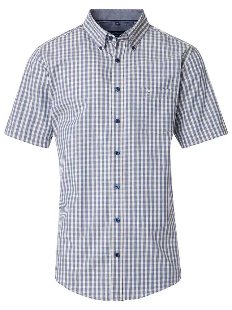 Casa Moda Mens Short Sleeve Shirt Comfort Fit Gingham Thyme Northern