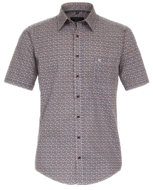 Casa Moda Men’s Short Sleeve Shirt Comfort Fit Tangerine Tango