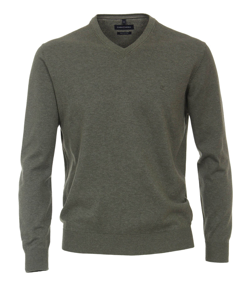 Casa Moda Mens V-Neck Sweater 004430/325 Olive Green Ballynahinch