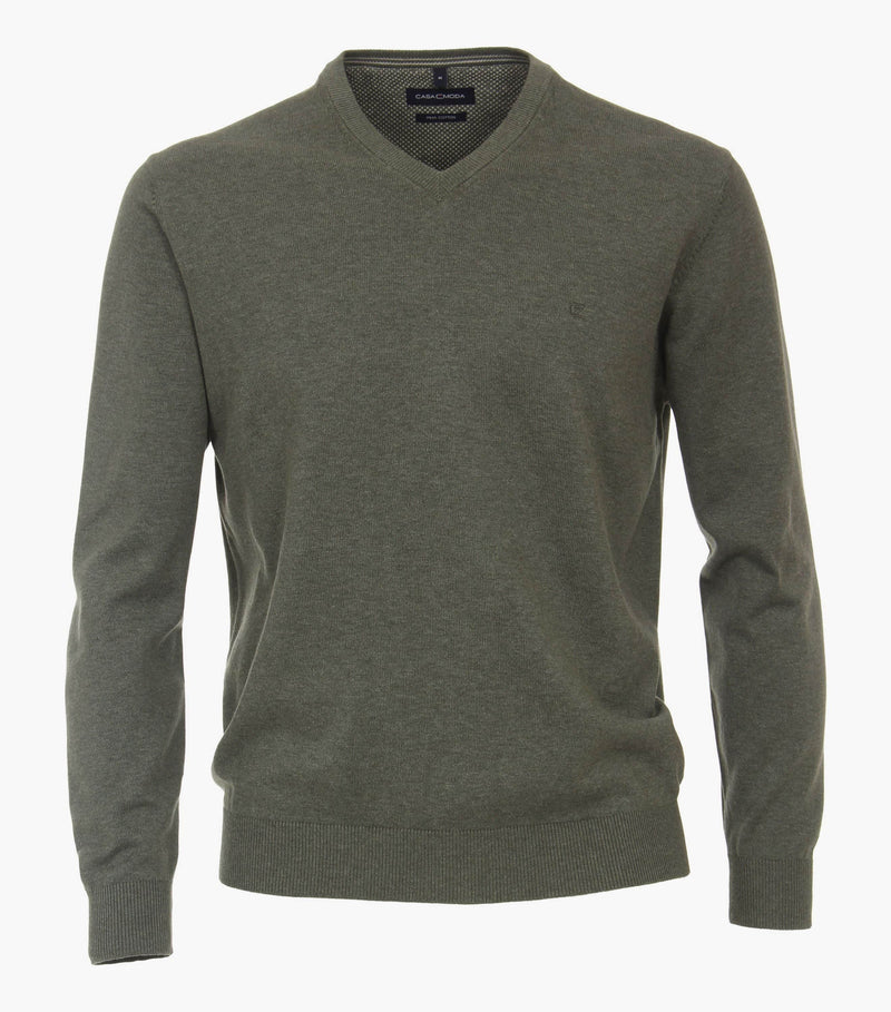 Casa Moda Mens V-Neck Sweater 004430/325 Olive Green Ballynahinch