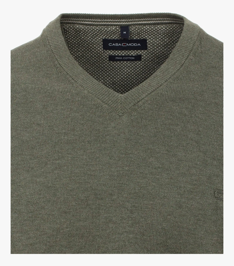 Casa Moda Mens V-Neck Sweater 004430/325 Olive Green Ballynahinch