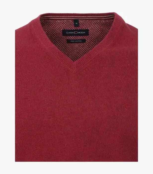 Casa Moda Men’s V-Neck Sweater Berry Red Ballynahinch Northern Ireland