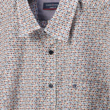 Casa Moda Short Sleeve Shirt Casual Fit Blue Circular Print Northern