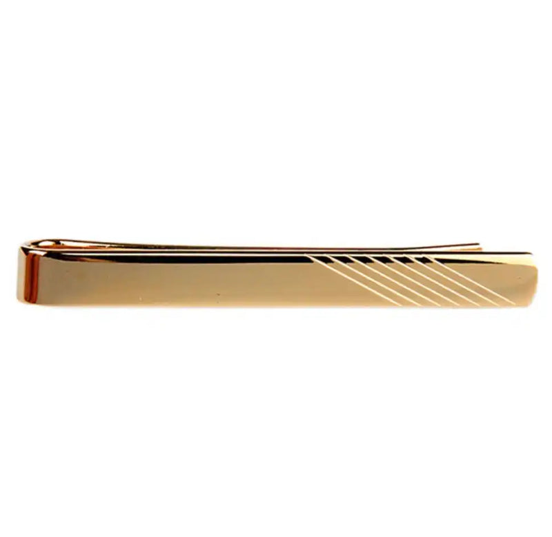 Dalaco Diagonal Lines on End Gold Plated Tie Slide Ballynahinch