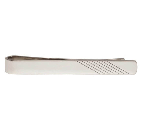 Dalaco Diagonal Lines on End Rhodium Plate Tie Slide Ballynahinch
