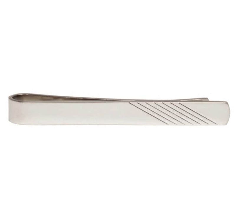 Dalaco Diagonal Lines on End Rhodium Plate Tie Slide Ballynahinch