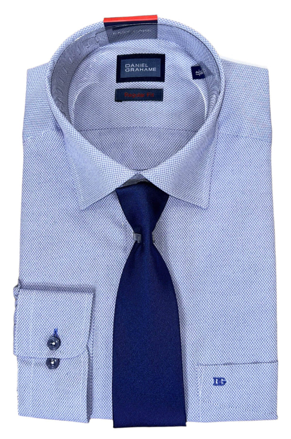 Daniel Graham Mens Formal Shirt & Tie Set Blue Northern Ireland