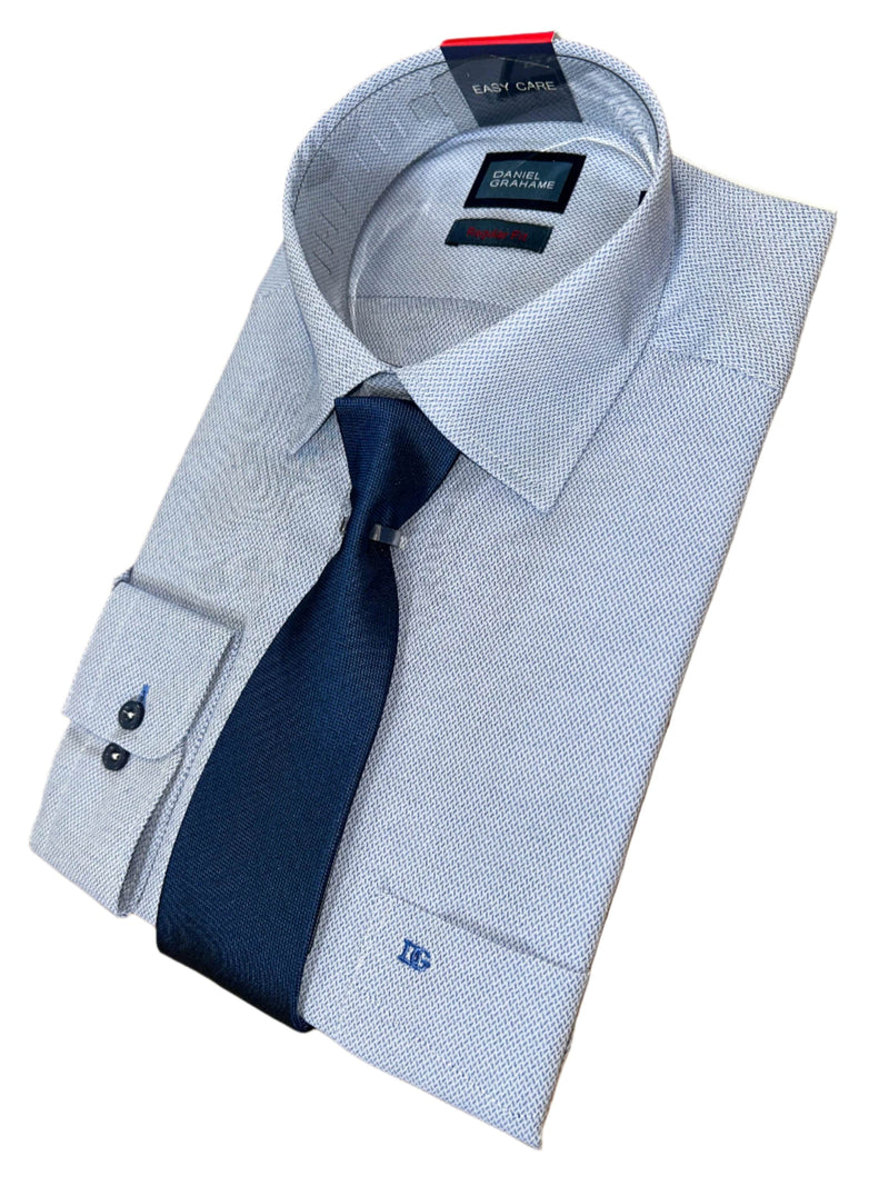 Daniel Graham Mens Formal Shirt & Tie Set Blue Northern Ireland