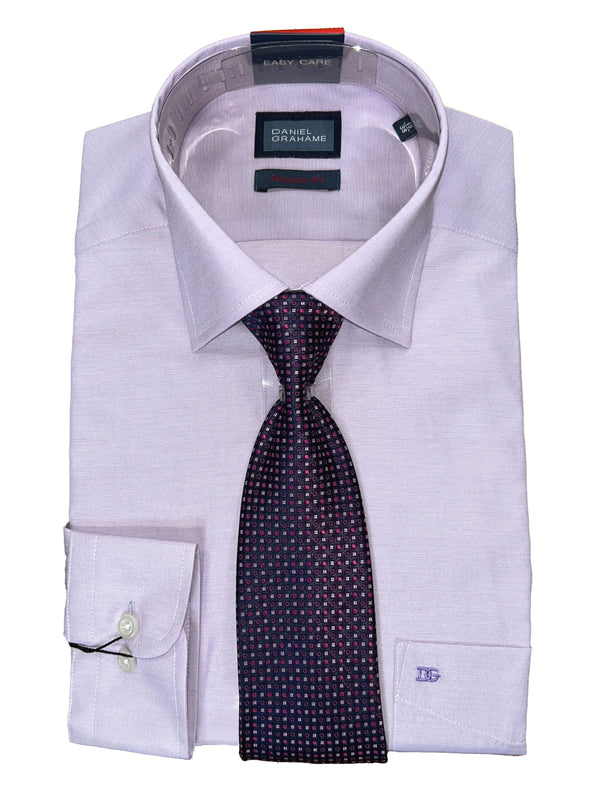 Daniel Graham Mens Formal Shirt & Tie Set Lilac Northern Ireland