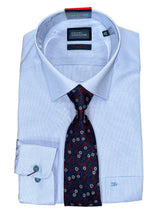 Daniel Graham Mens Formal Shirt & Tie Set Thin Pinstripe Blue