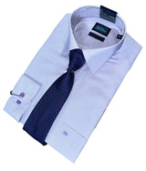 Daniel Graham Mens Formal Shirt & Tie Set Thin Pinstripe Lilac