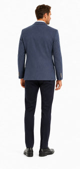 Daniel Grahame Damon Men’s Tapered Fit Jacket Blue Herringbone