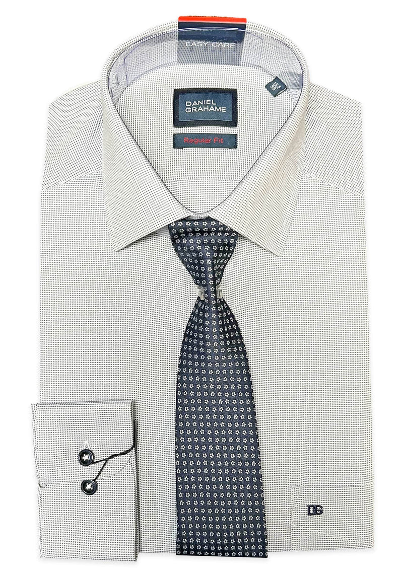 Daniel Grahame Gordon Shirt & Tie Set Regular Fit 15012T-18 Navy