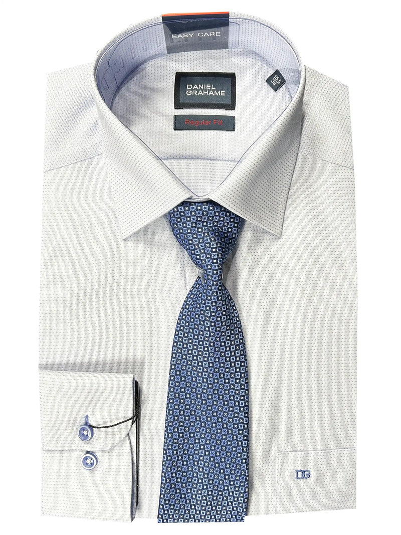 Daniel Grahame Gordon Shirt & Tie Set Regular Fit 15676T-22 Blue