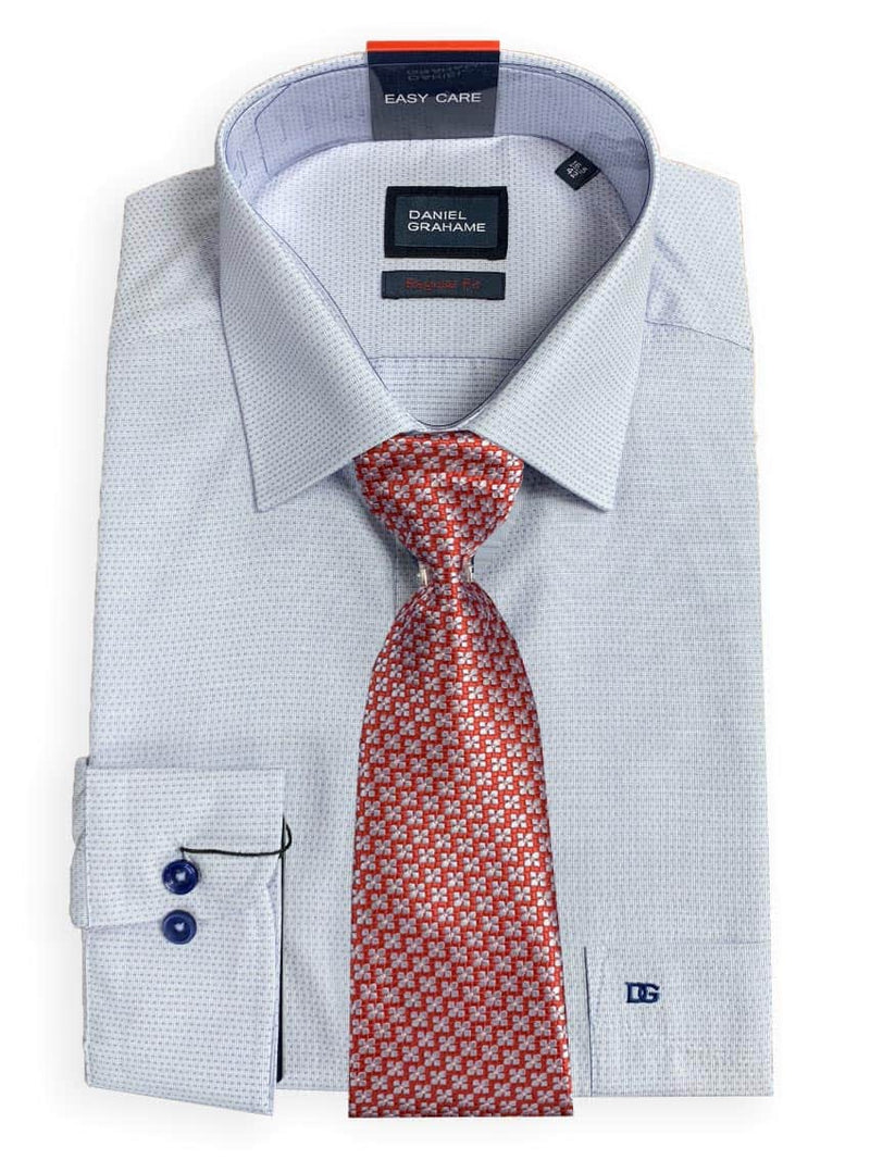 Daniel Grahame Gordon Shirt & Tie Set Regular Fit Blue Ballynahinch