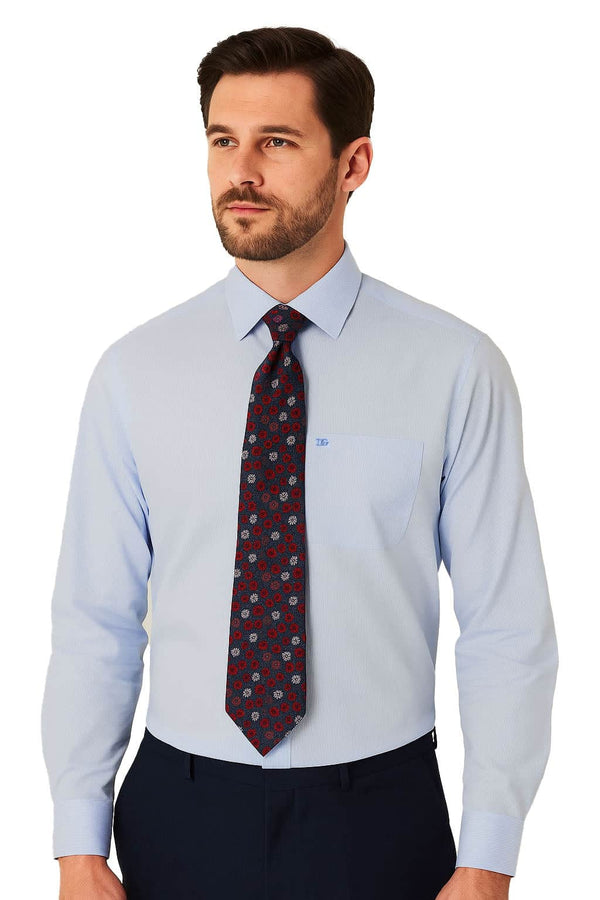 Daniel Grahame Mens Formal Shirt & Tie Set Thin Pinstripe Blue