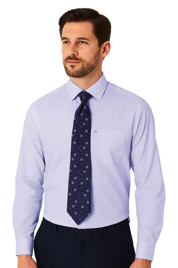 Daniel Grahame Mens Formal Shirt & Tie Set Thin Pinstripe Lilac