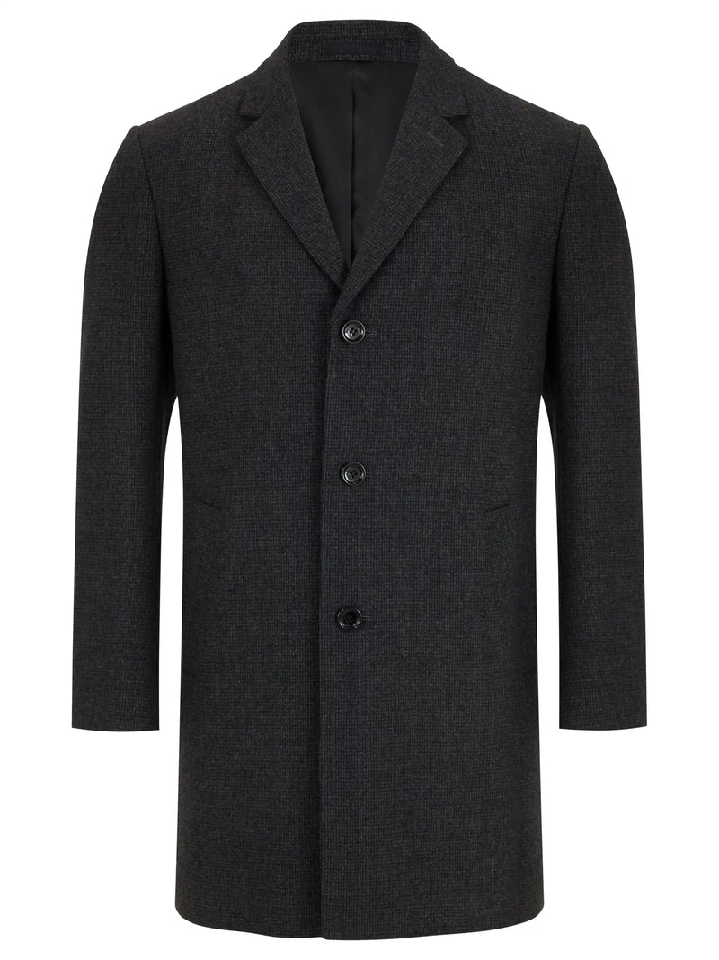 Daniel Grahame Mens Osbourne Overcoat 90461/09 Charcoal Ballynahinch