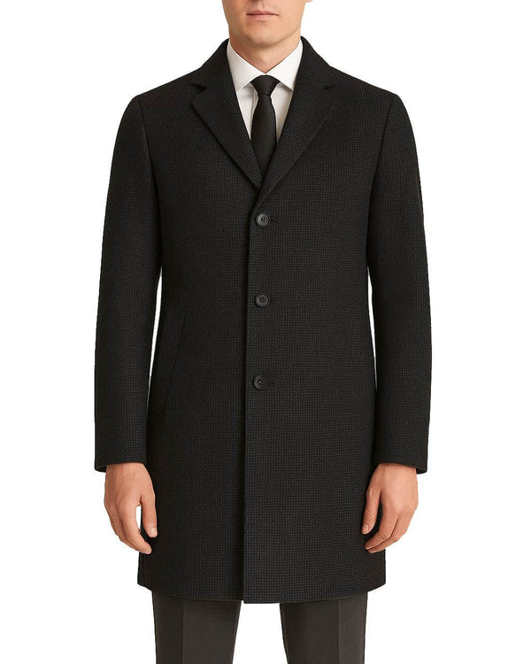 Daniel Grahame Mens Osbourne Overcoat Houndstooth Charcoal Northern