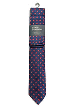 Daniel Grahame Mens Tie & Pocket Square Set TP2241-79 Navy/Red