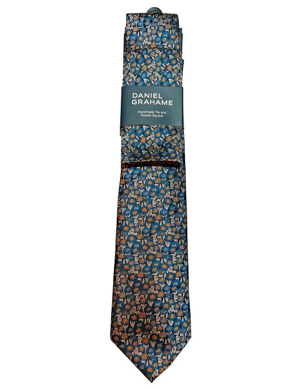 Daniel Grahame Mens Tie & Pocket Square Set TP2370-58 Teal Northern