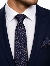Daniel Grahame Navy Pink & White Floral Tie & Pocket Square Set