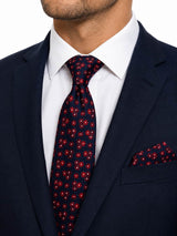 Daniel Grahame Navy & Red Floral Tie & Pocket Square Set Northern