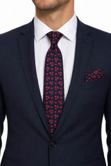 Daniel Grahame Navy & Red Floral Tie & Pocket Square Set Northern