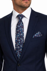 Daniel Grahame Navy Red & White Floral Tie & Pocket Square Set