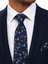 Daniel Grahame Navy Red & White Floral Tie & Pocket Square Set