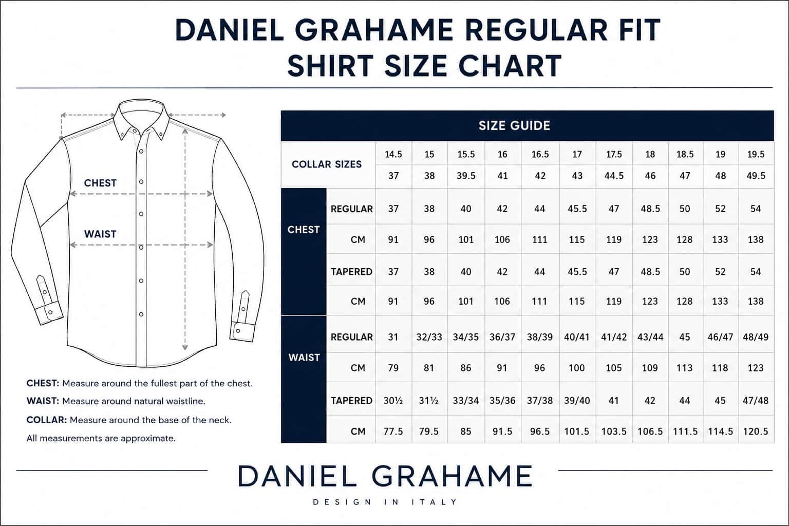 Daniel Grahame size chart