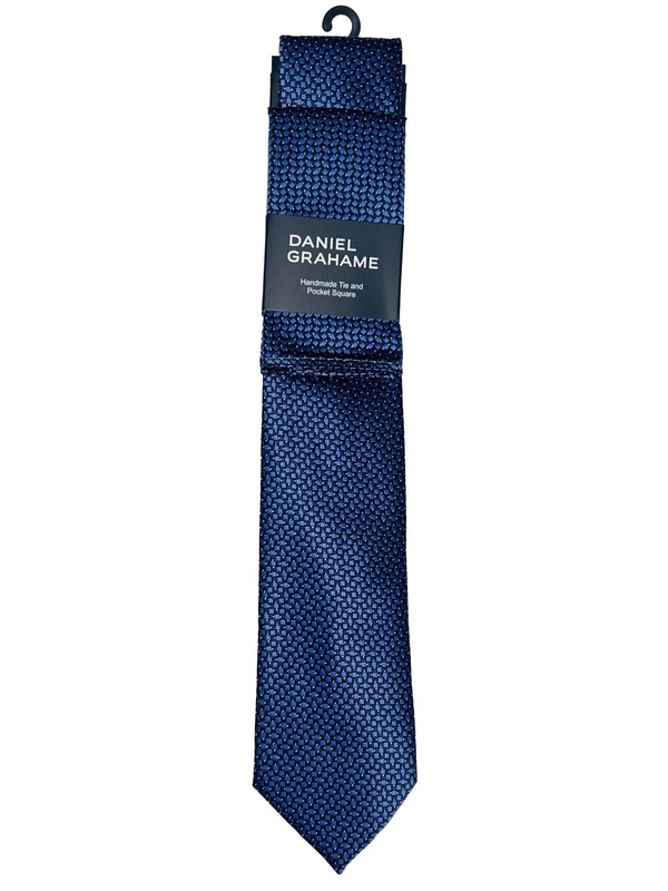 Daniel Grahame Tie & Pocket Square Set Blue Northern Ireland Belfast
