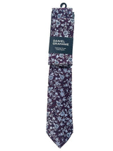 Daniel Grahame Tie & Pocket Square Set Burgundy/Navy Floral Northern