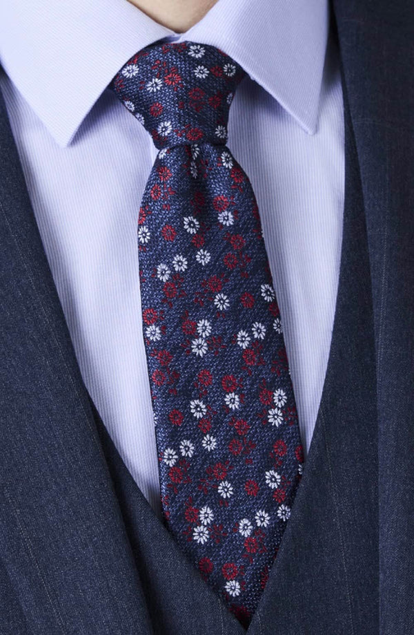 Daniel Grahame Tie & Pocket Square Set Dark Blue Northern Ireland