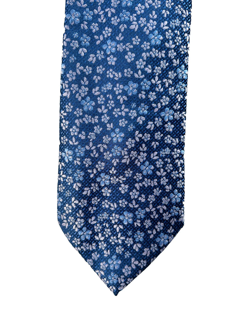 Daniel Grahame Tie & Pocket Square Set Navy/Silver Floral Northern