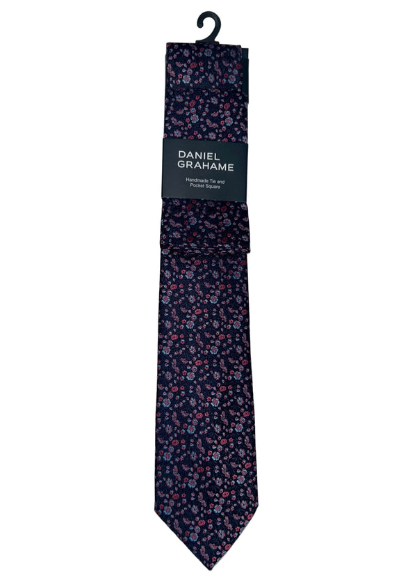 Daniel Grahame Tie & Pocket Square Set Red Northern Ireland Belfast