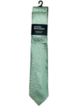 Daniel Grahame Tie & Pocket Square Set Sage Green/Blue Floral